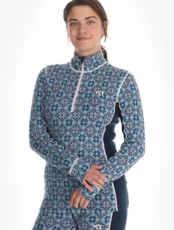 Rose Half Zip Base Layer Top - 100% Merino Wool skipully dames